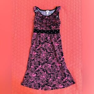 Justice Pink and black Ruffle Top Sleeveless Dress Girls Sz 12